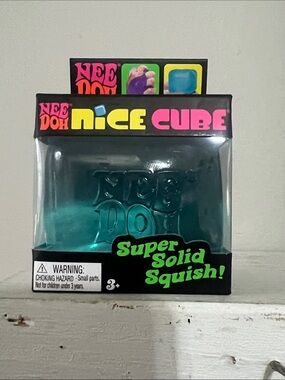 Needoh Nice Cube - Teal Super Solid Squish Toy *Authentic*